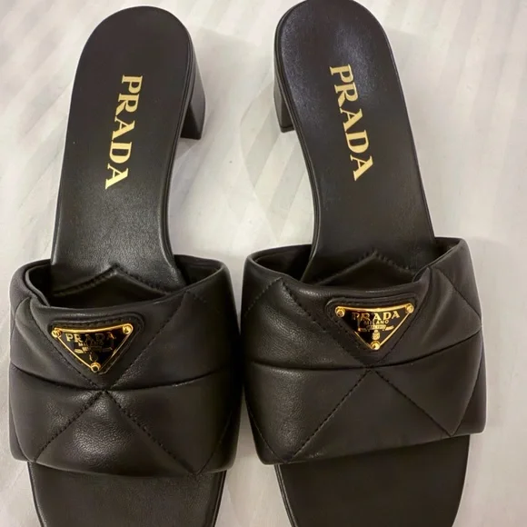 Prada Black Quilted Mules - Picture 1 of 8
